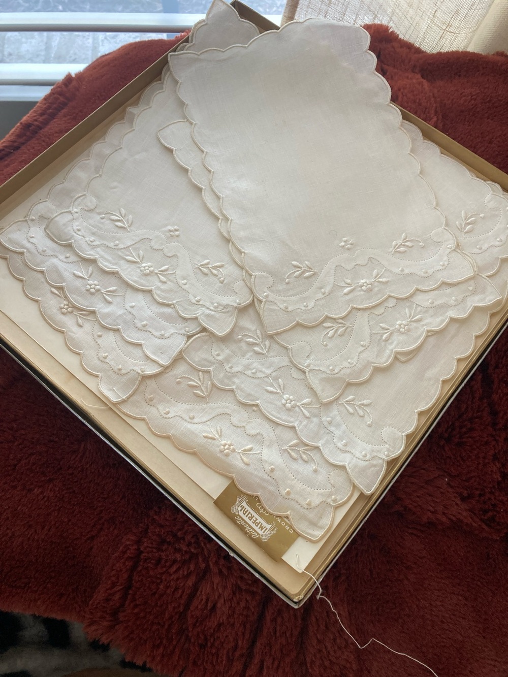 Antique NEW Imperial Crown Linen Bar Napkins (set of 8)